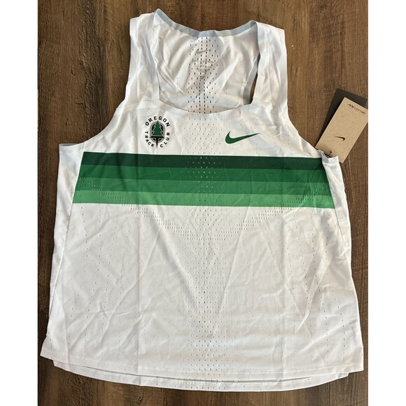 Nike Women Large Aeroswift Singlet Oregon Track Club Green White DR5851-100 - Picture 1 of 5